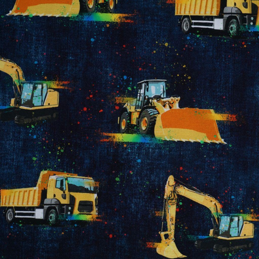 Baumwolljersey Baufahrzeuge Jeansoptik - Glitzerpüppi